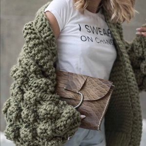 Oversized Pom Pom Cardigan